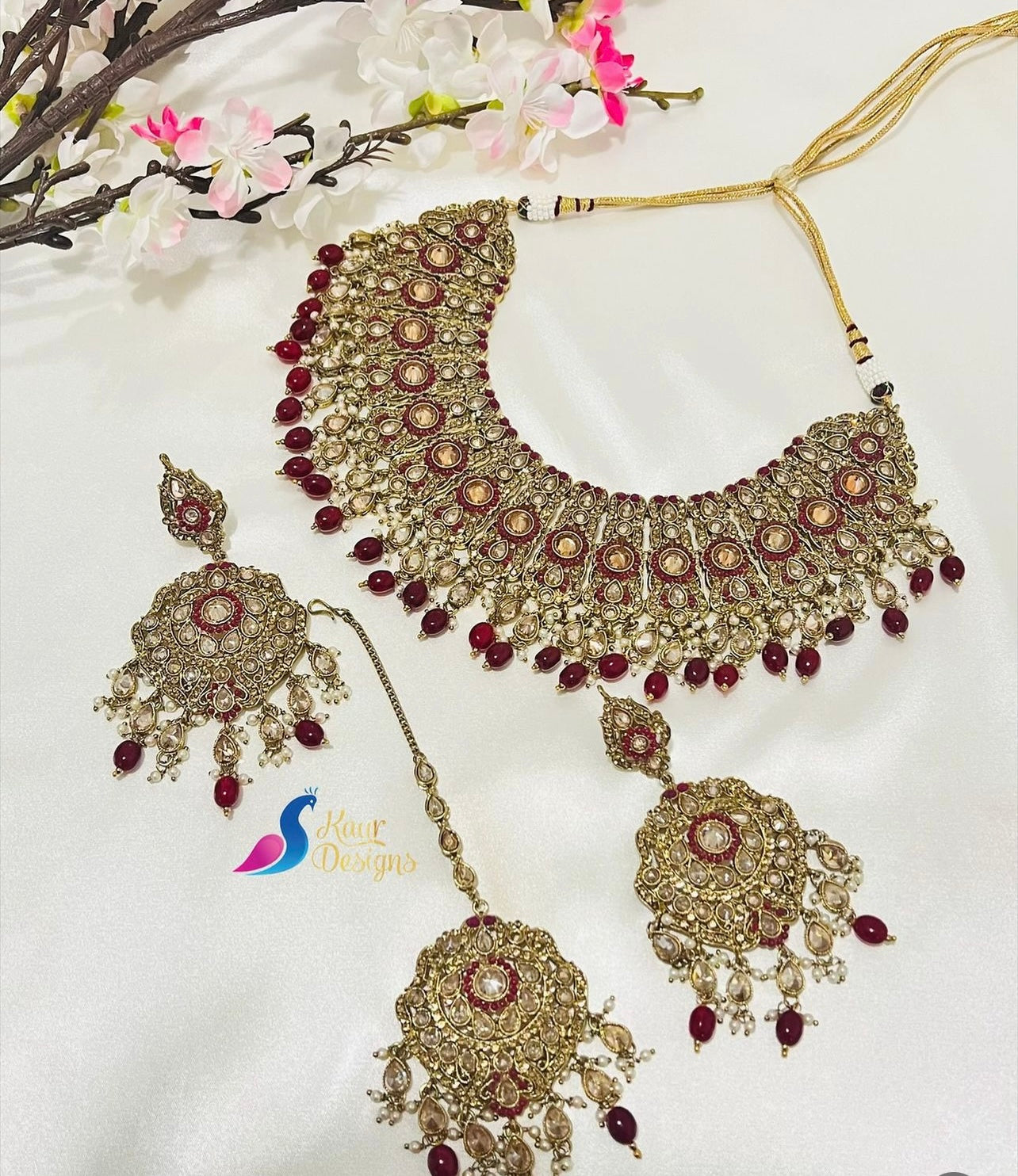 Heer Necklace Set with Earring and Tikka