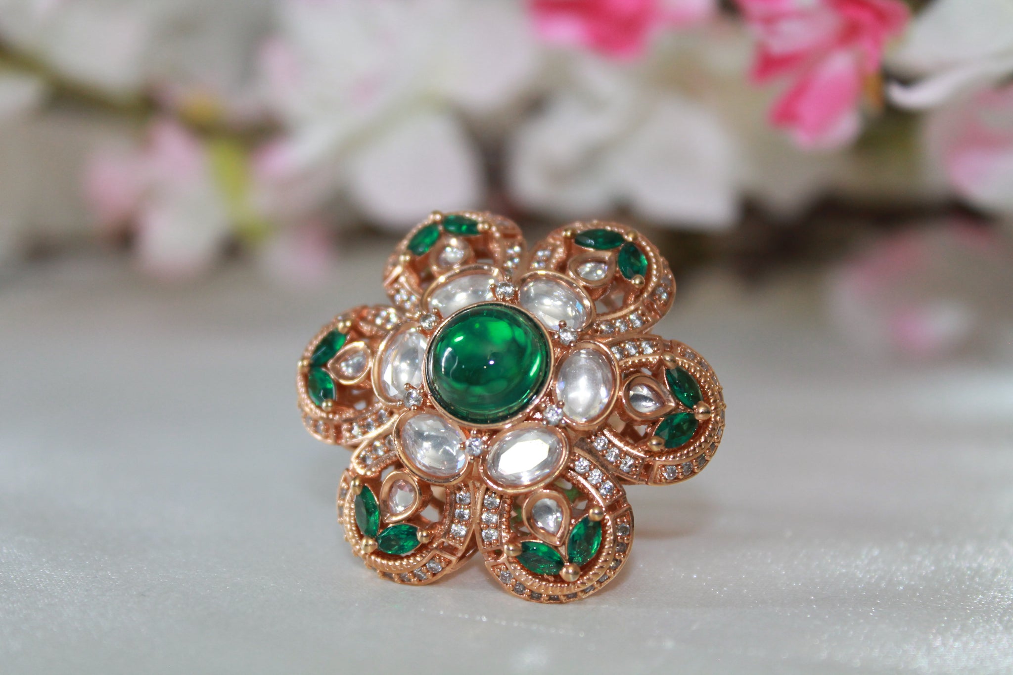 Emerald Kundan Ring