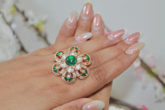 Emerald Kundan Ring