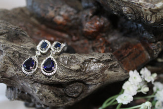 American Diamond Blue Sapphire Earrings