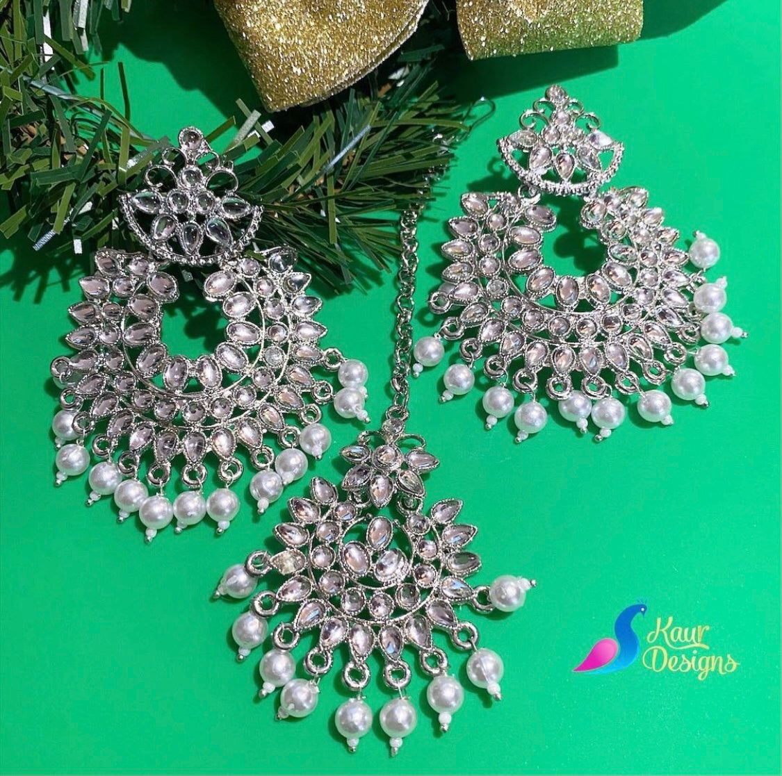 Silver Polki Earring Tikka