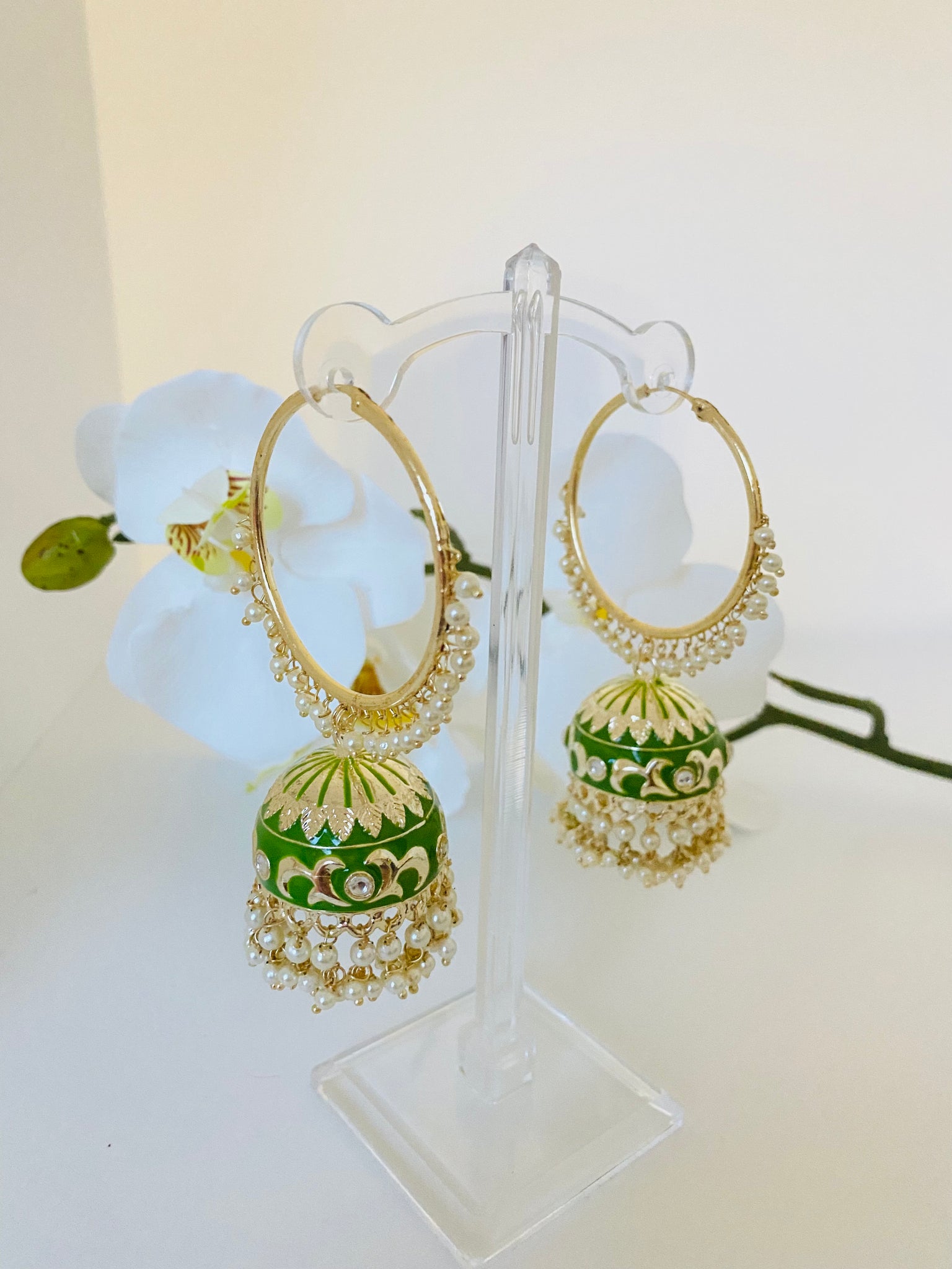 Green & Gold Jhumki Waaliyan